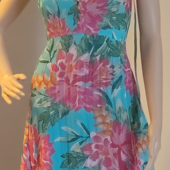 Maxi pink and green flowered dresse from East, size 10 - Picture 3 of 4